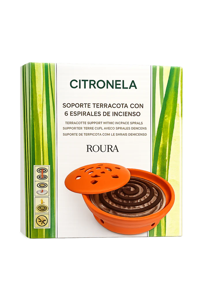 Myggspiral med terrakottahållare, Citronella – ROURA