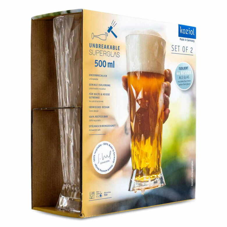 Ölglas Plast 500 ml, KOZIOL/superglas, 2 pack
