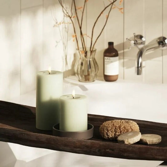 LED Blockljus Sage Green , flera storlekar / DELUXEHOMEART
