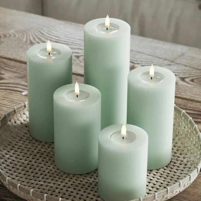 LED Blockljus Sage Green , flera storlekar / DELUXEHOMEART