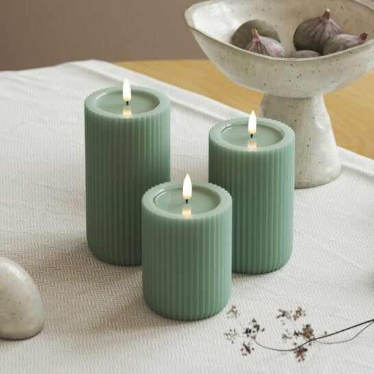 LED-Blockljus grön "randigt" UNIQUE Candles