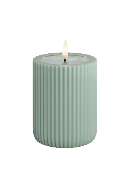 LED-Blockljus grön "randigt" UNIQUE Candles