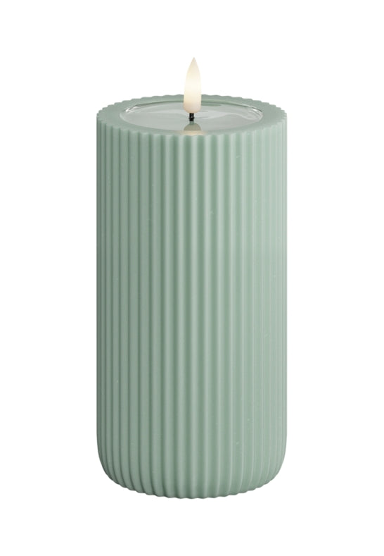 LED-Blockljus grön "randigt" UNIQUE Candles