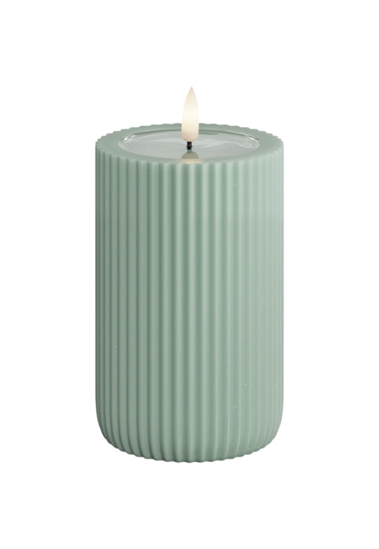 LED-Blockljus grön "randigt" UNIQUE Candles