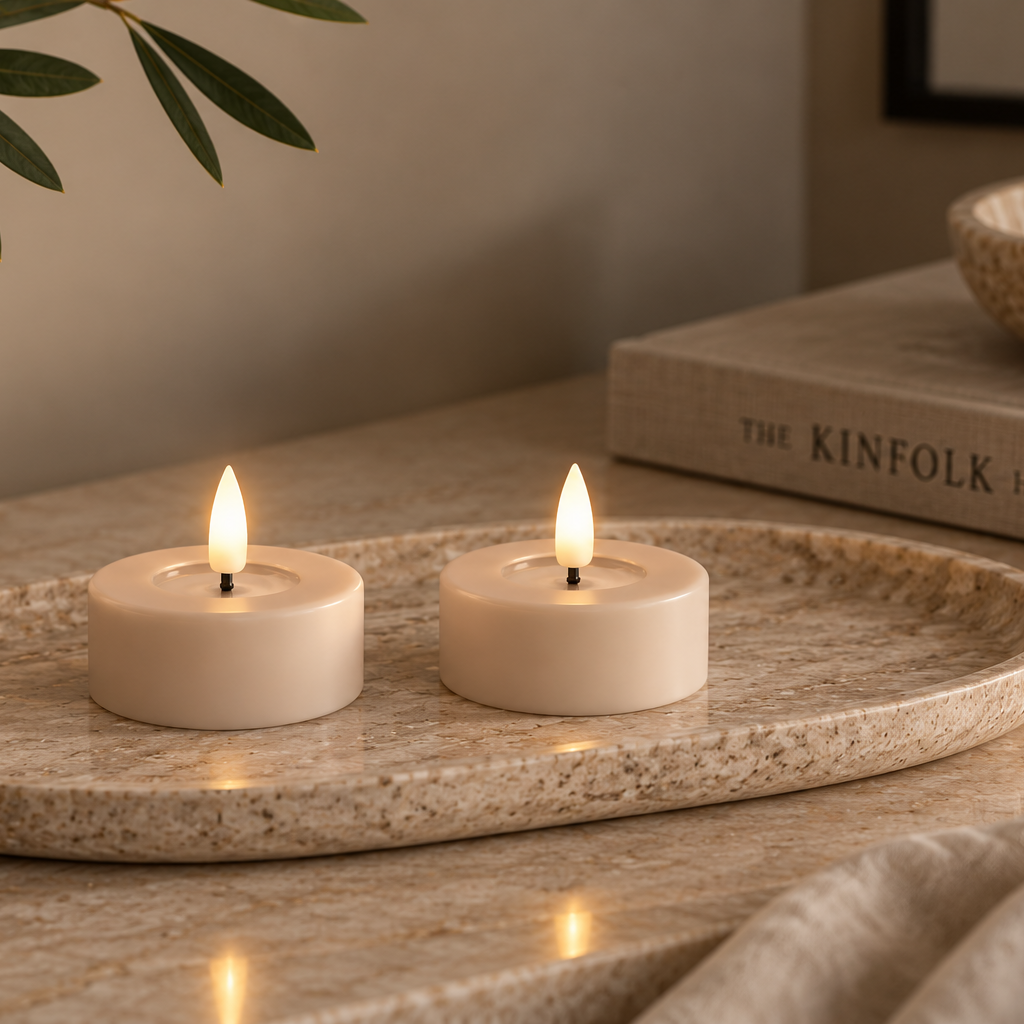 LED-värmeljus, 6 x 4,5 cm, 2-pack, Rosa, / DELUXEHOMEART