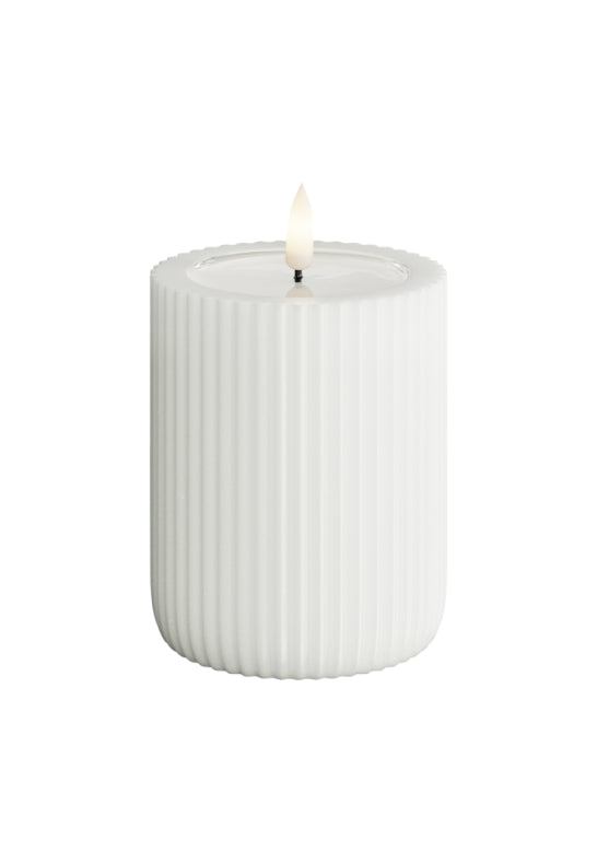 LED-Blockljus vit "randigt" UNIQUE Candles