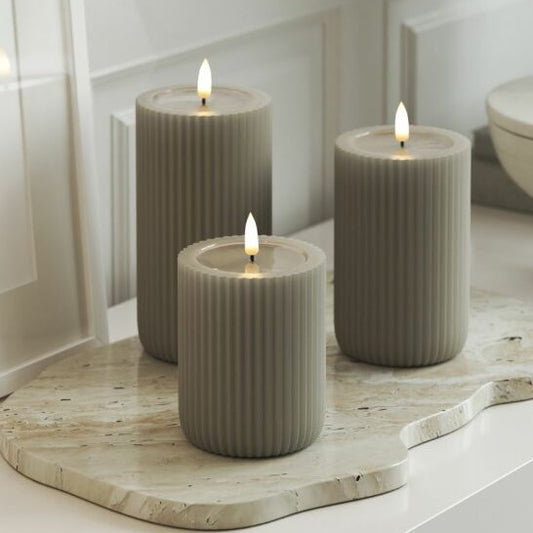 LED-Blockljus sand "randigt" UNIQUE Candles