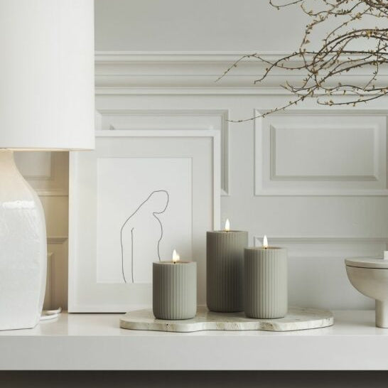 LED-Blockljus sand "randigt" UNIQUE Candles