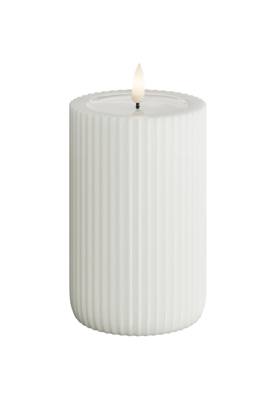 LED-Blockljus vit "randigt" UNIQUE Candles